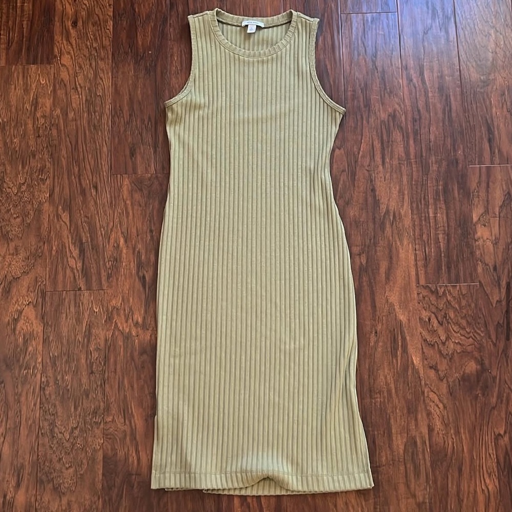 Nine West Olive Sleeveless Ribbed Knit Dress